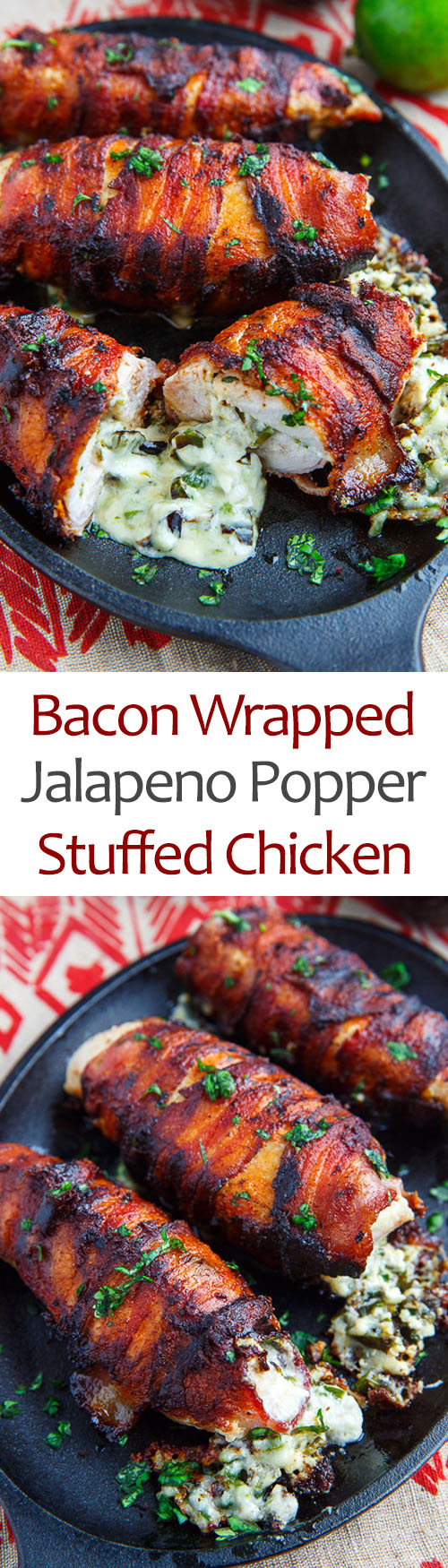 Bacon Wrapped Jalapeno Popper Stuffed Chicken