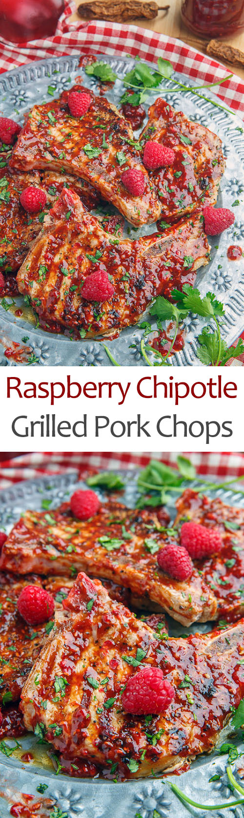 Raspberry Balsamic Chipotle Grilled Pork Chops