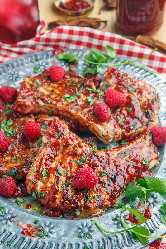 Raspberry Balsamic Chipotle Grilled Pork Chops