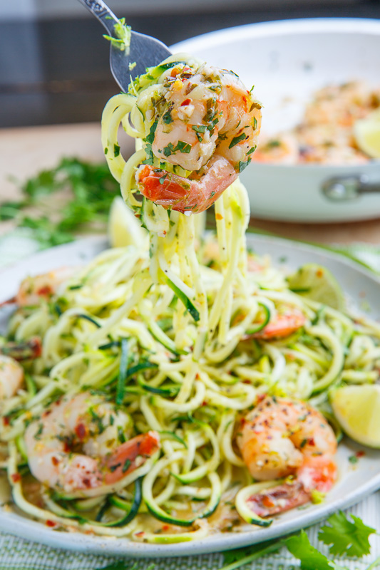 Cilantro Lime Shrimp Scampi with Zucchini Noodles