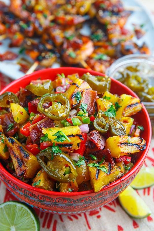 Teriyaki Grilled Pineapple Salsa with Candied Jalapenos and Bacon