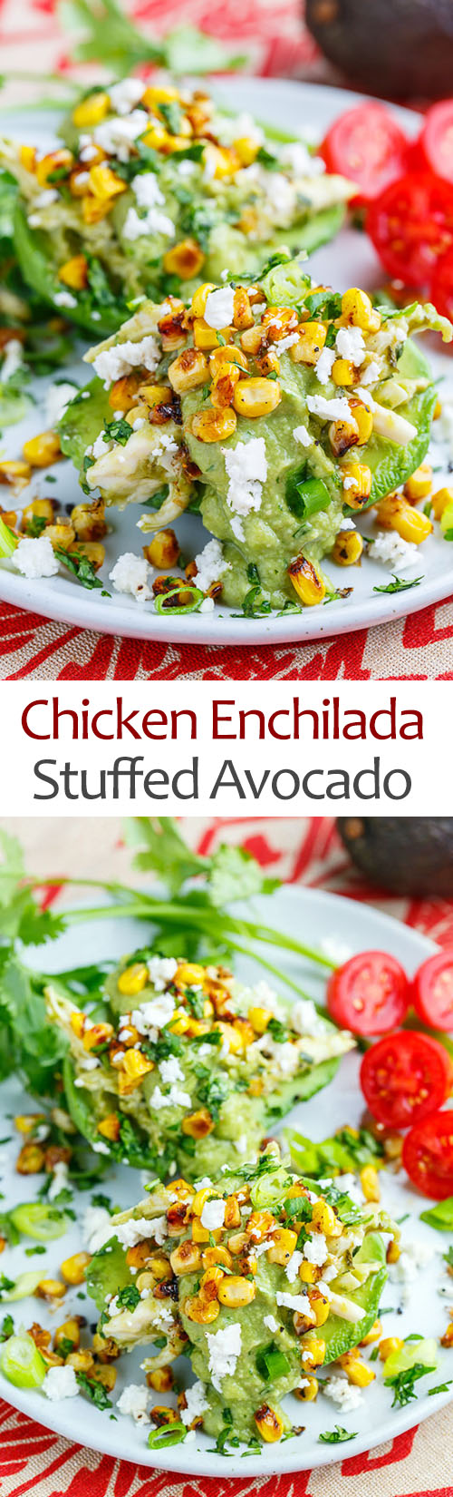 Chicken Enchilada Stuffed Avocados