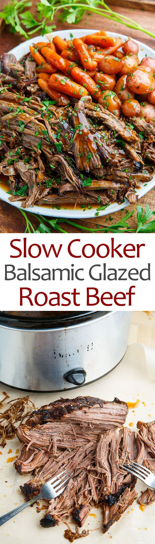 Slow Cooker Balsamic Glazed Roast Beef