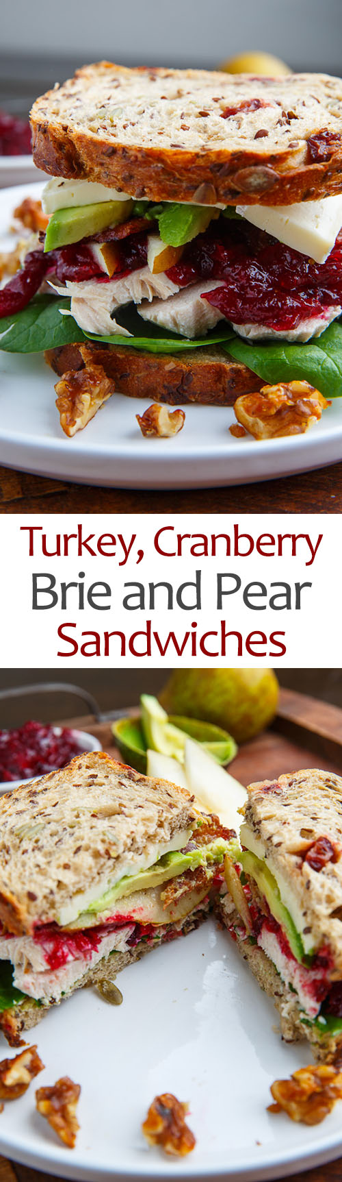 Turkey, Cranberry, Brie and Pear Sandwiches with Avocado and Bacon