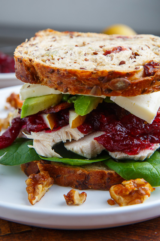 Turkey, Cranberry, Brie and Pear Sandwiches with Avocado 