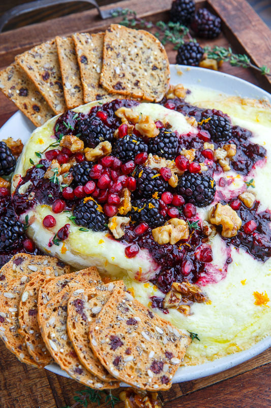 Baked Brie with Blackberry Compote and Candied Walnuts
