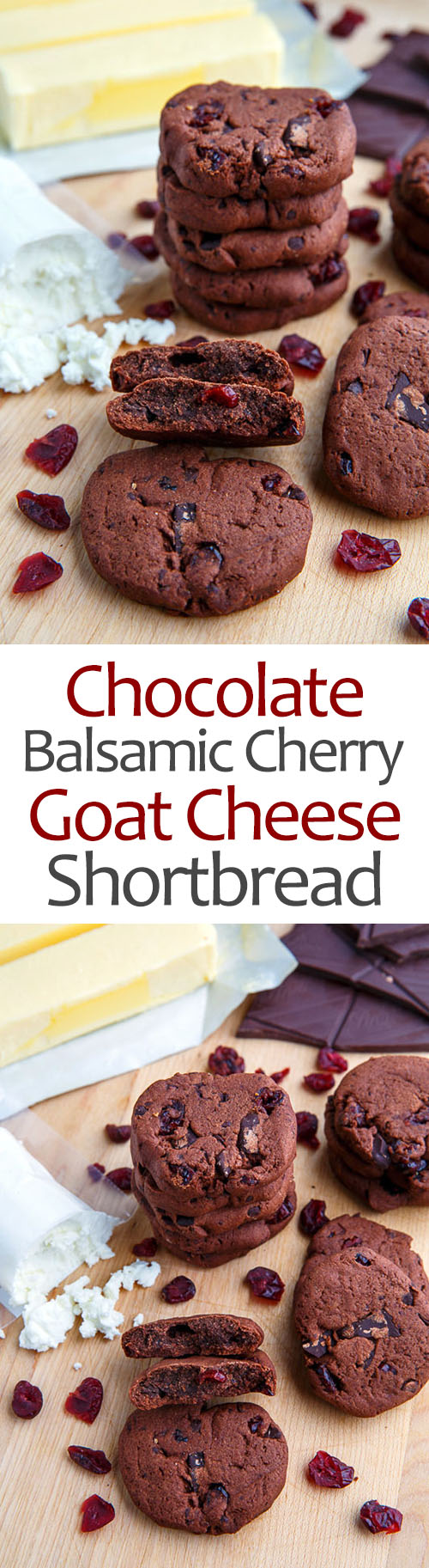 Chocolate Cherry Balsamic Goat Cheese Shortbread