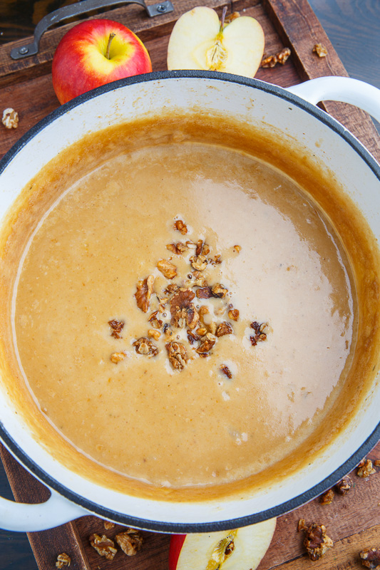 Creamy Maple Brie and Cheddar Apple Soup with Walnut-Oat Granola