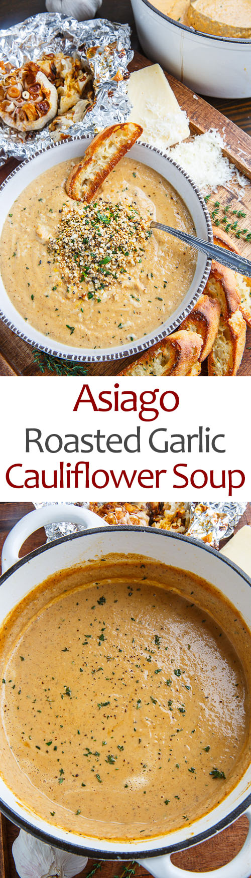 Asiago Roasted Garlic Cauliflower Soup