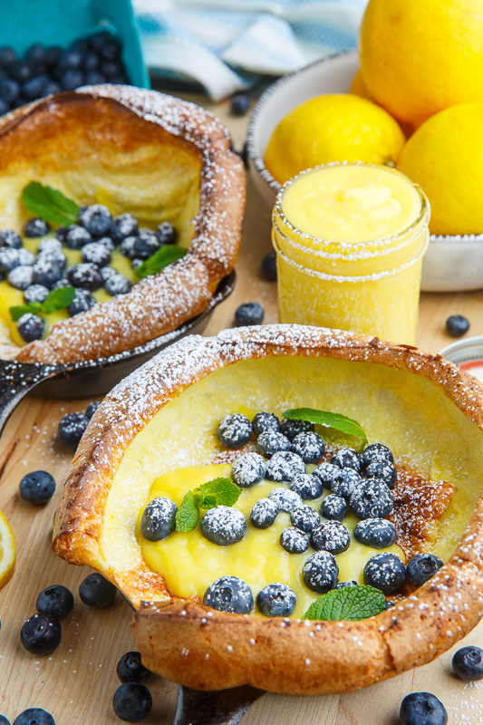 Dutch Babies with Lemon Curd and Blueberries