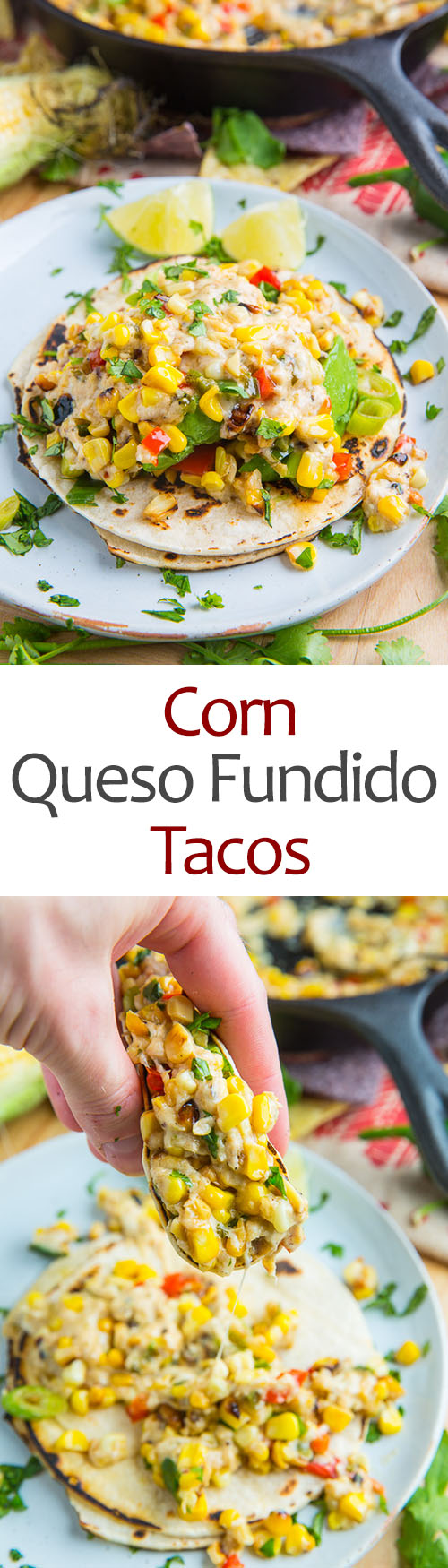 Roasted Corn Queso Fundido and Avocado Tacos