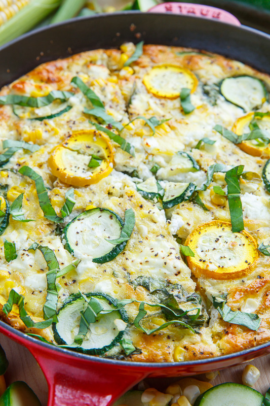 Corn and Zucchini Goat Cheese Quiche with Lemon and Basil