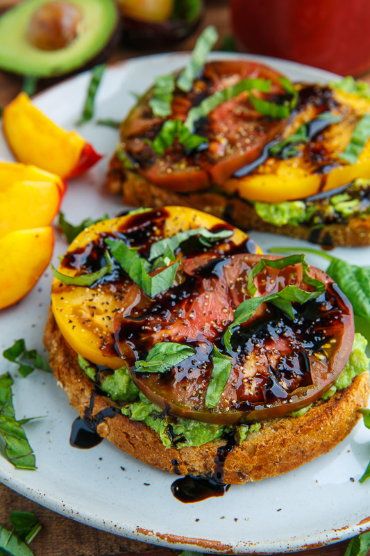 Heirloom Tomato Avocado Toast With Balsamic Drizzle