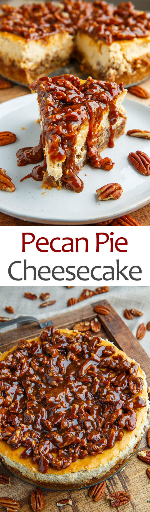 Pecan Pie Cheesecake with Pecan Caramel Sauce