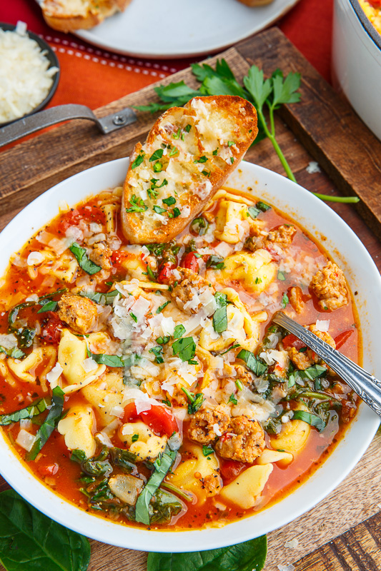 Tortellini Soup with Italian Sausage & Spinach