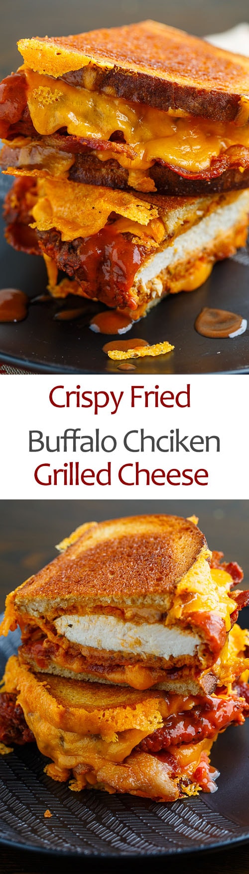 Crispy Fried Buffalo Chicken Grilled Cheese Sandwich