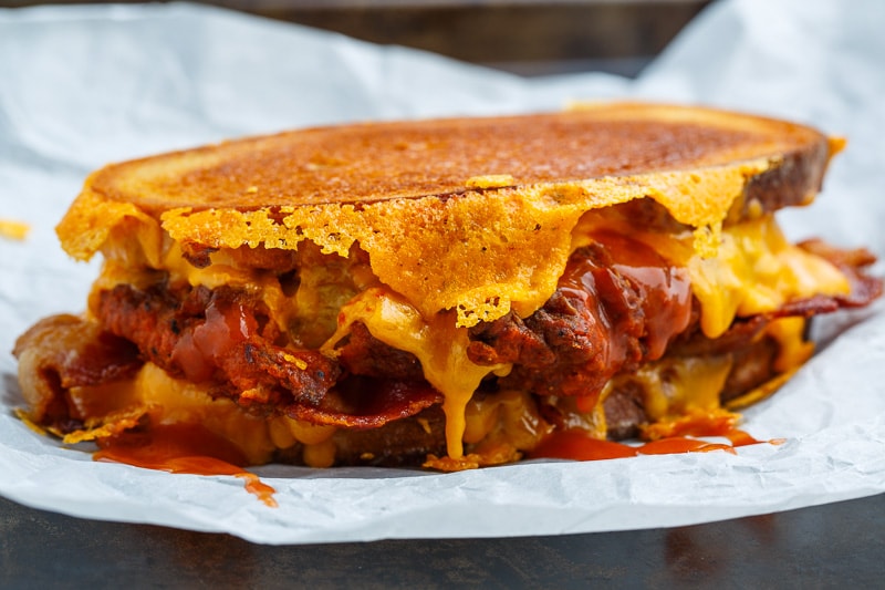 Crispy Fried Buffalo Chicken Grilled Cheese Sandwich - Closet Cooking