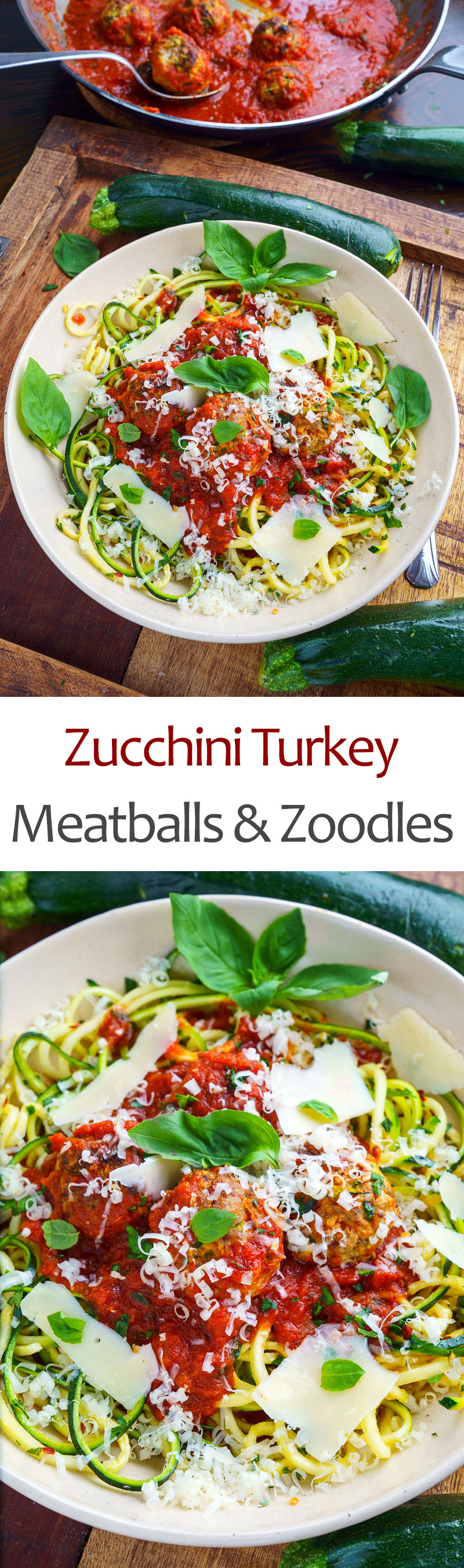 Zucchini Turkey Meatballs in Marinara on Zoodles