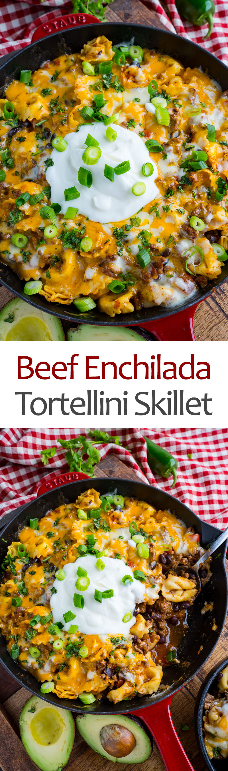 Cheesy Beef Enchilada Tortellini Skillet