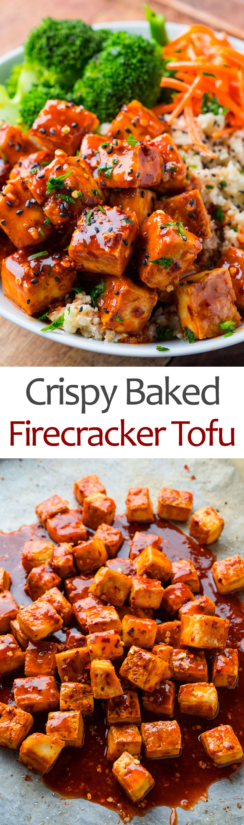 Crispy Baked Firecracker Tofu on Coconut Cauliflower Rice