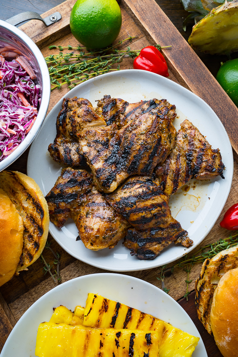 Jerk Chicken and Pineapple Sandwiches with Coconut Slaw