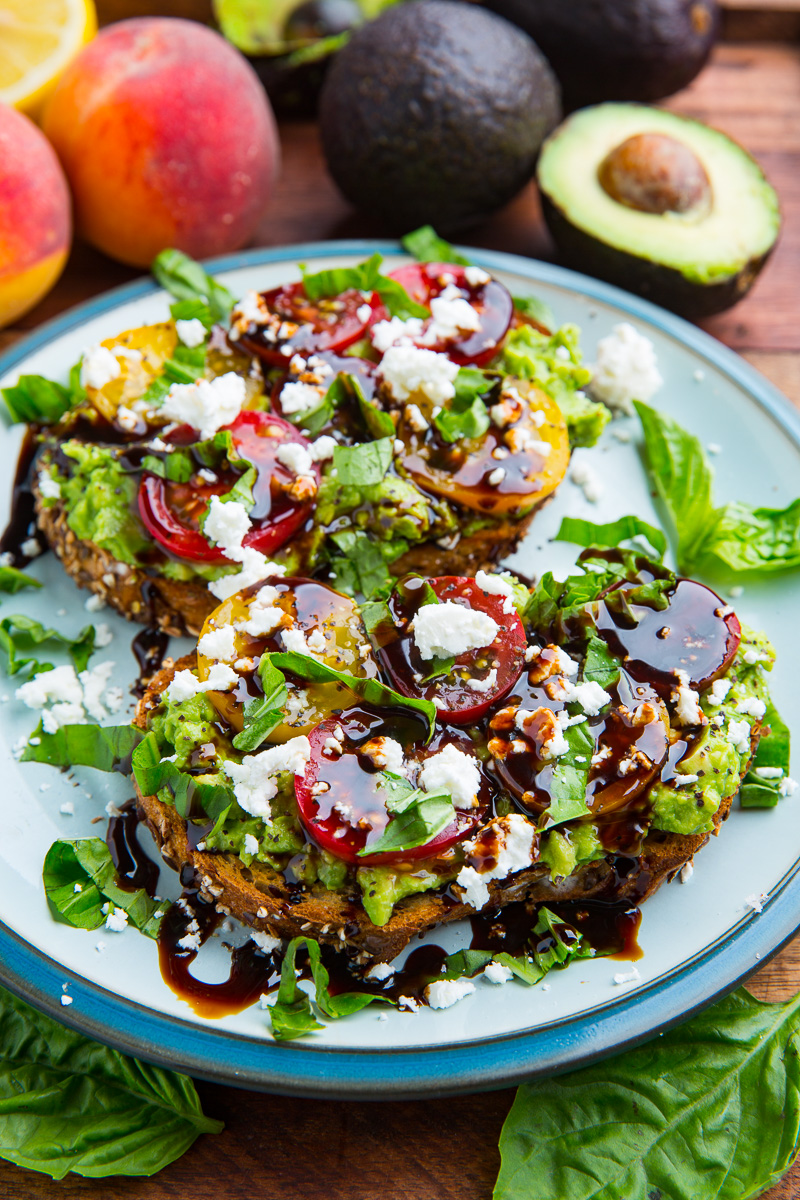 Tomato and Goat Cheese Avocado Toast with Balsamic Glaze
