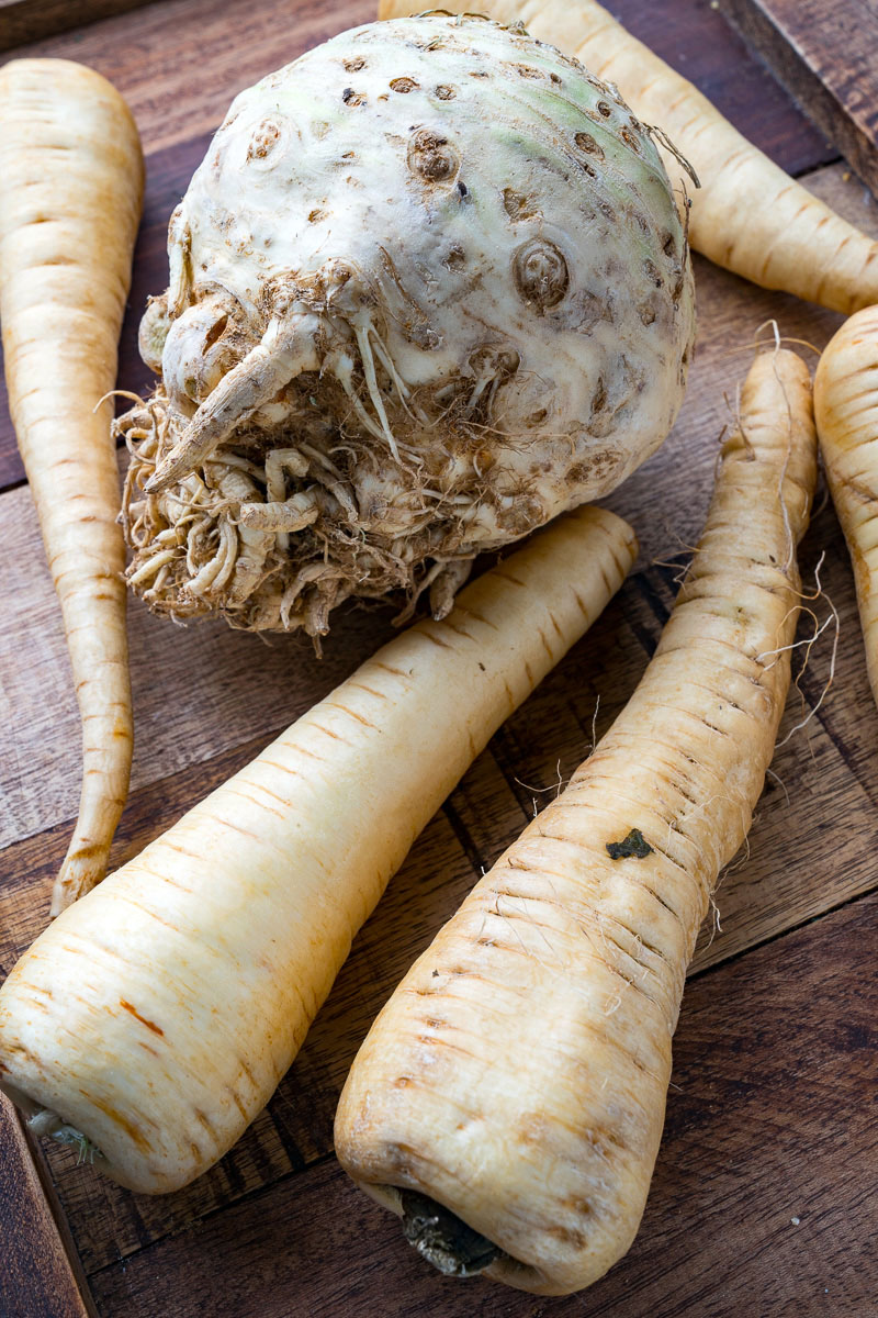 Horseradish Mashed Parsnips and Celery Root