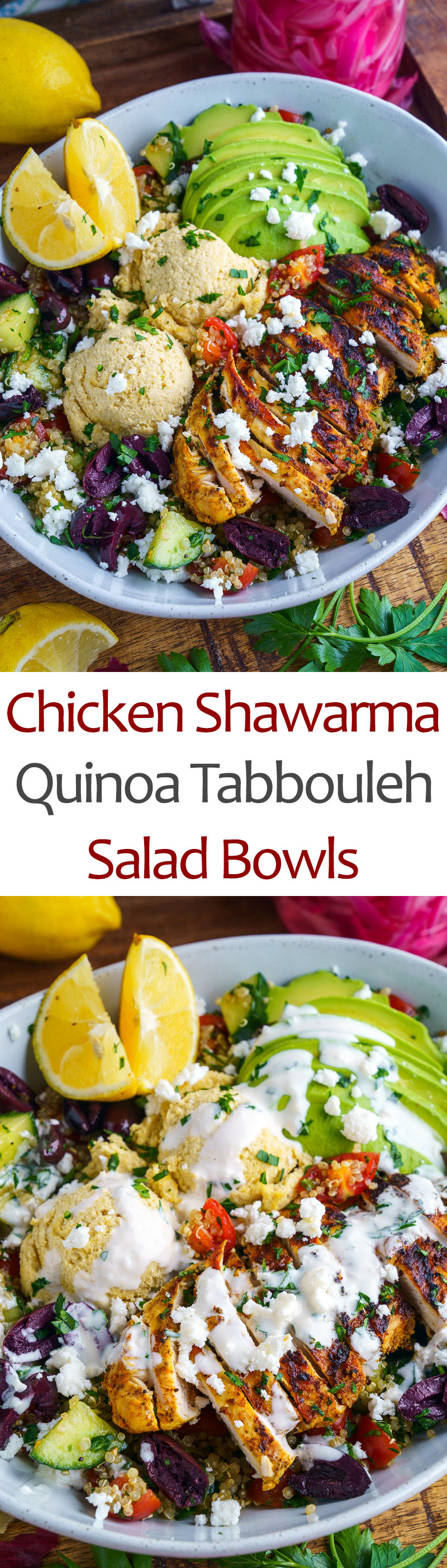 Chicken Shawarma Quinoa Tabbouleh Salad Bowls