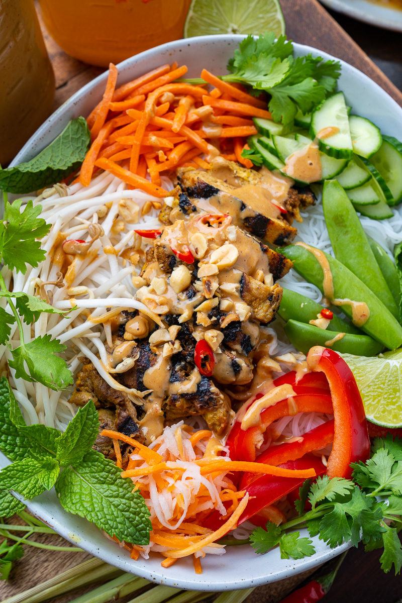 Lemongrass Grilled Chicken Rice Noodle Bowls