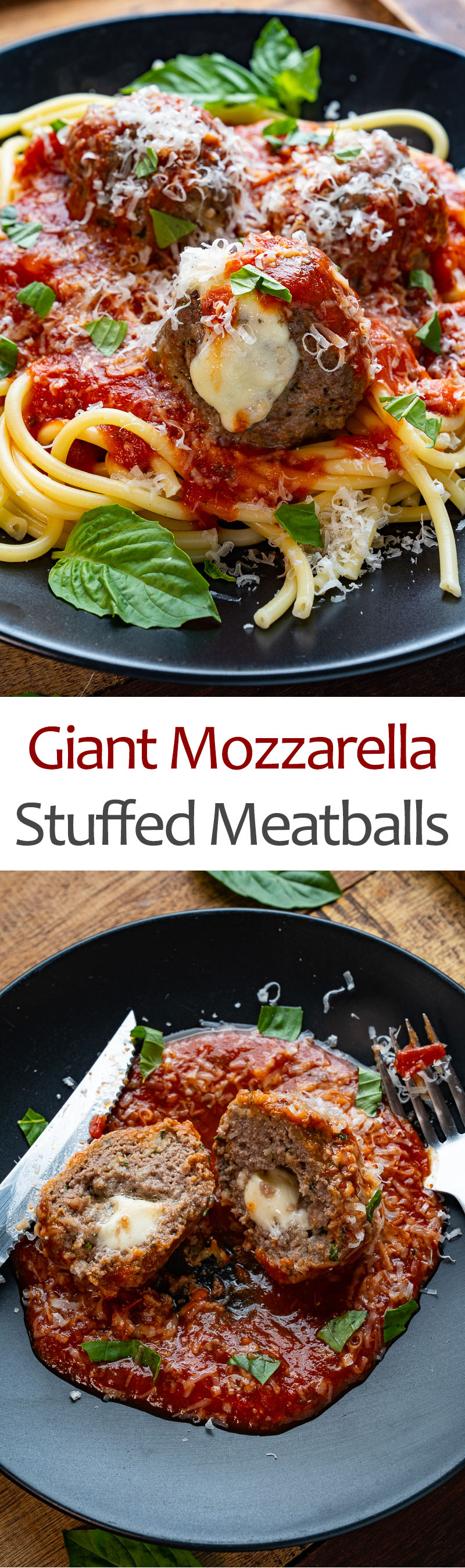 Giant Mozzarella Stuffed Meatballs