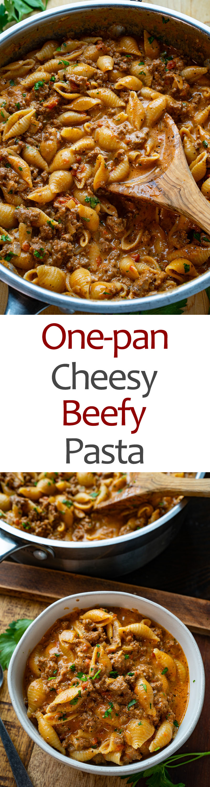 One-pan Cheesy Beefy Pasta