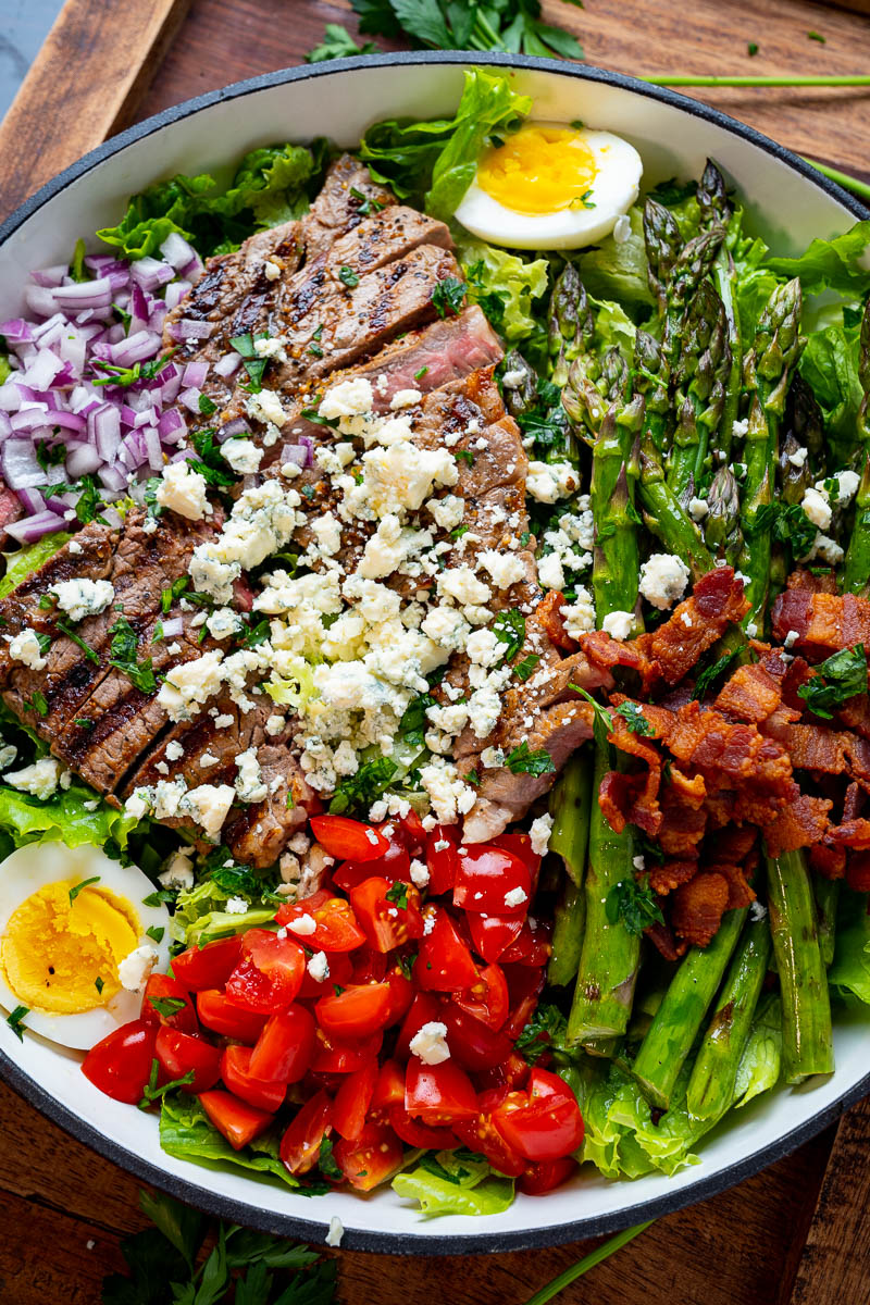 Steak and Egg Salad with Blue Cheese Dressing