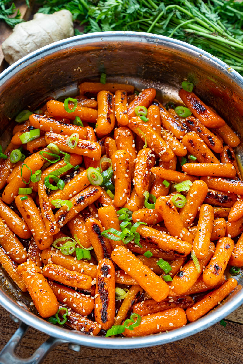 Zanahorias asadas con sésamo y miel