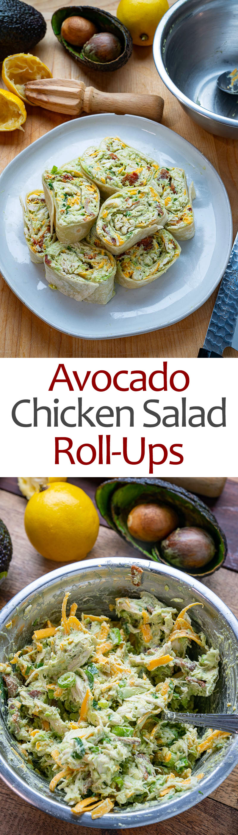 Bacon and Cheddar Avocado Chicken Salad Roll-Ups