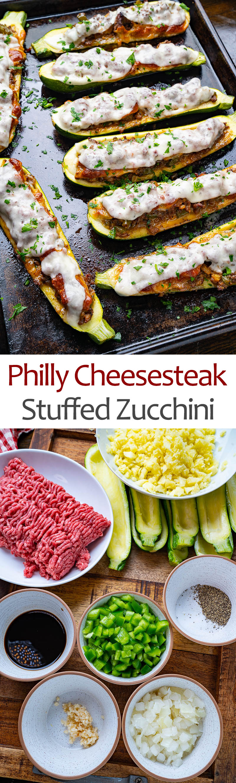 Philly Cheesesteak Stuffed Zucchini