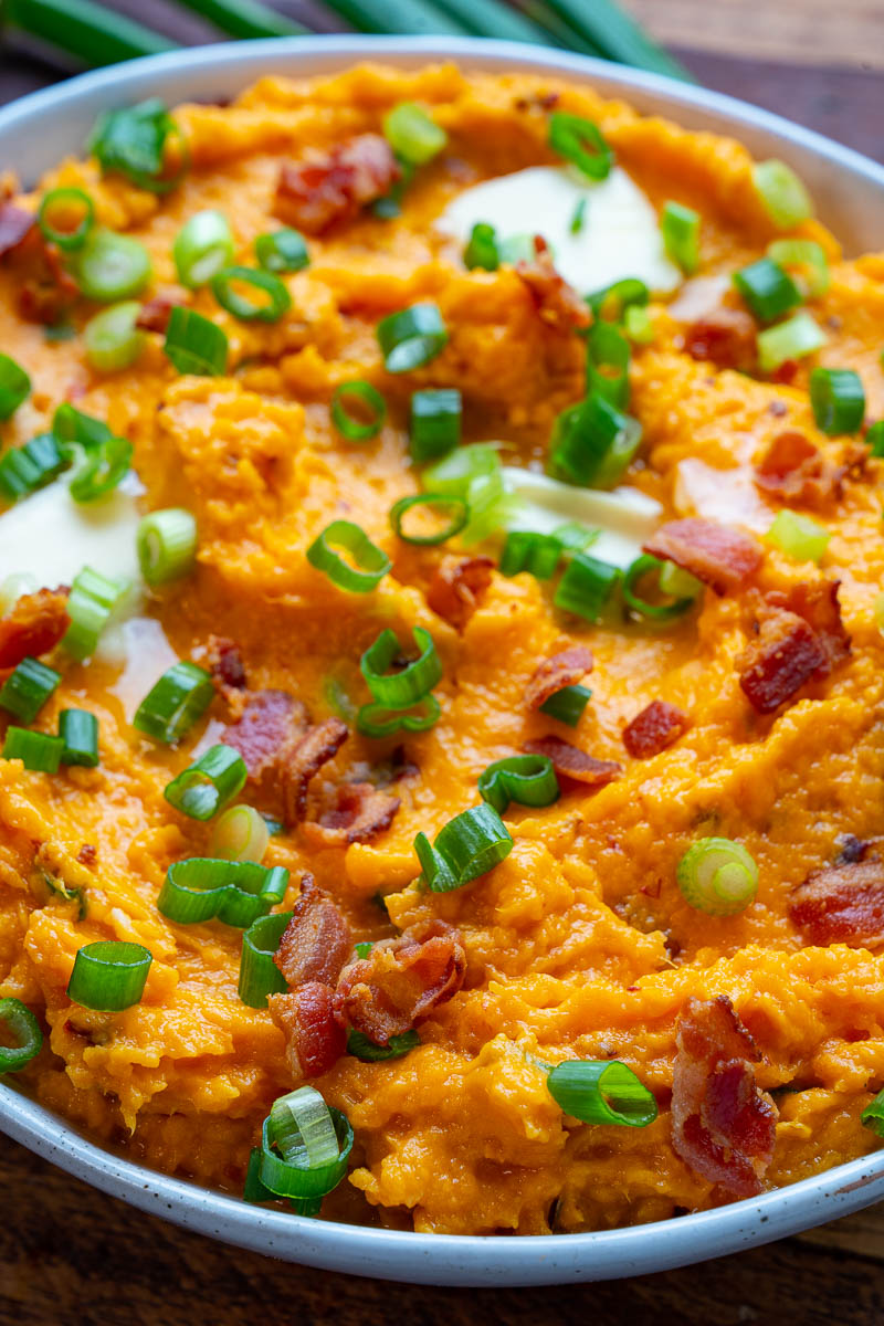 Chipotle Cheddar Mashed Sweet Potatoes