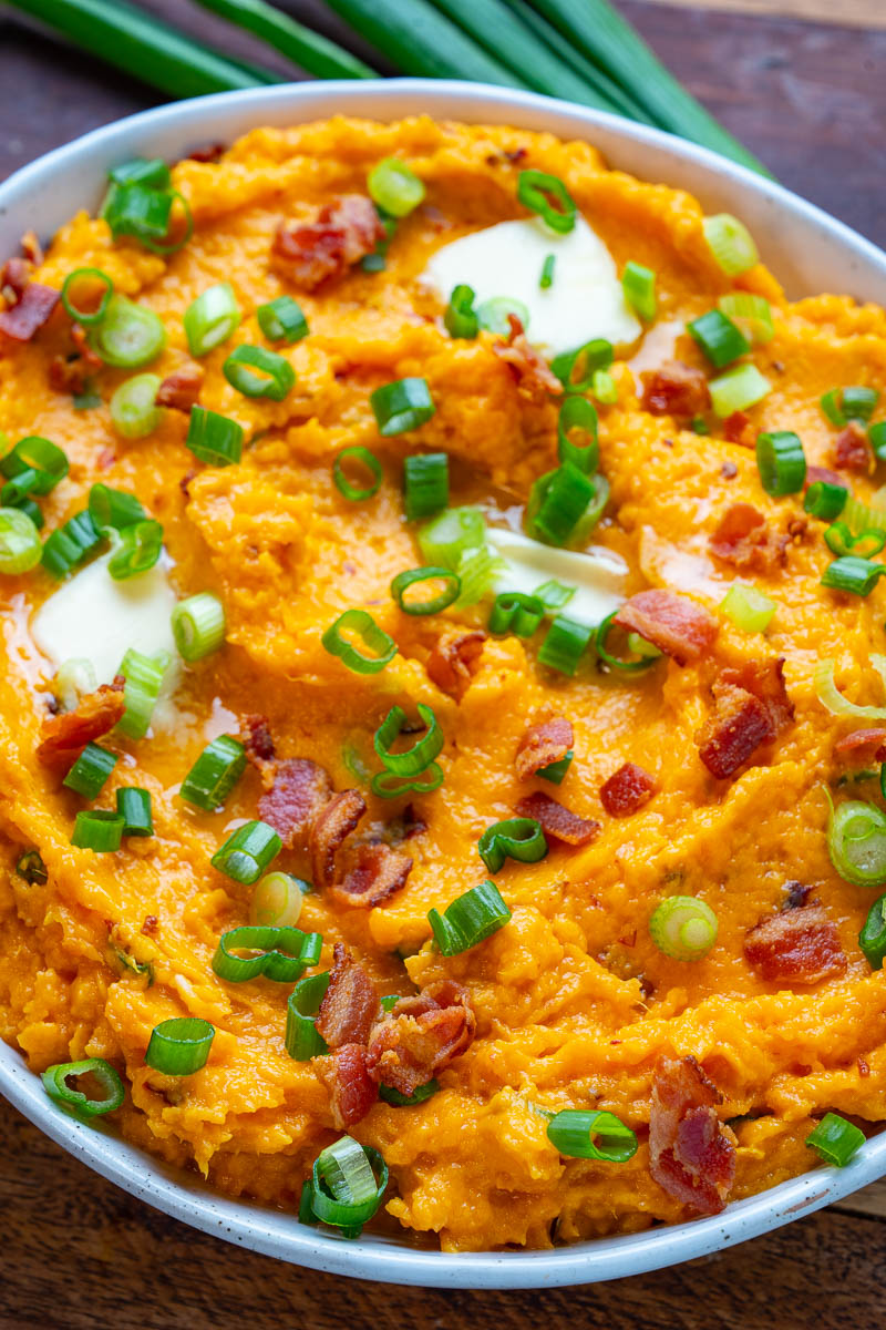 Chipotle Cheddar Mashed Sweet Potatoes