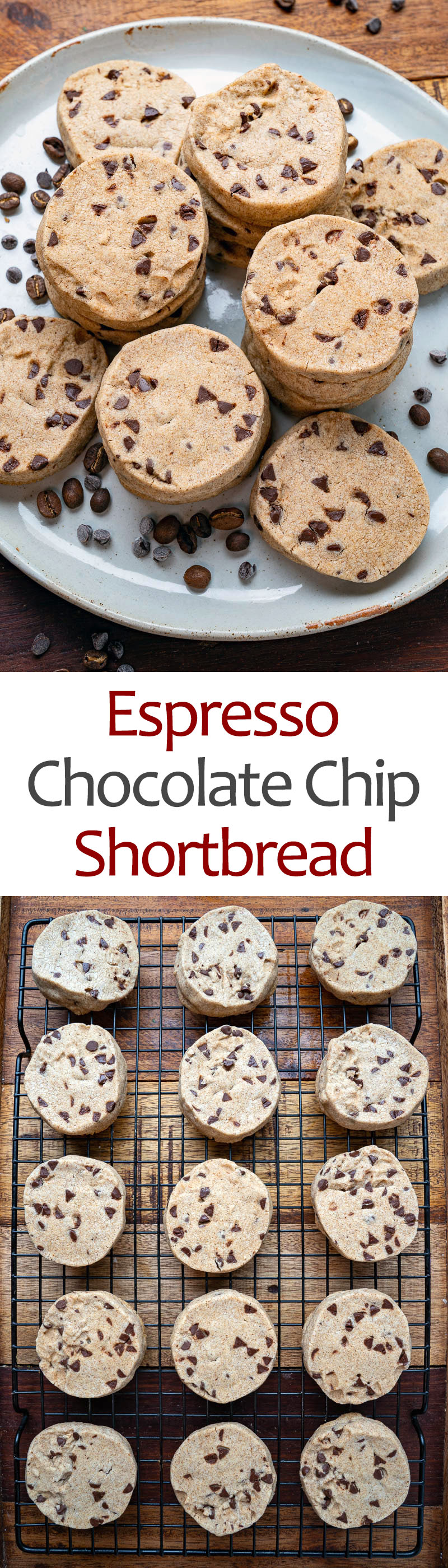 Espresso and Chocolate Chip Shortbread Cookies