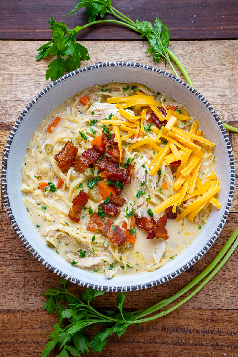 Chicken Bacon Ranch Noodle Soup