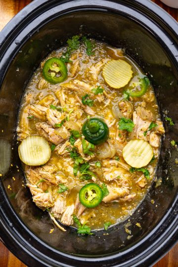 Slow Cooker Pickle Salsa Verde Chicken