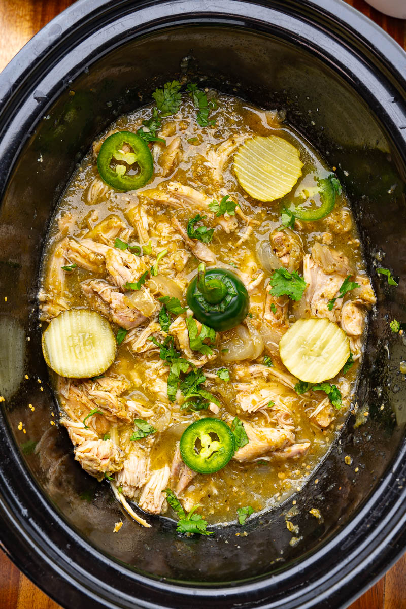 Slow Cooker Pickle Salsa Verde Chicken