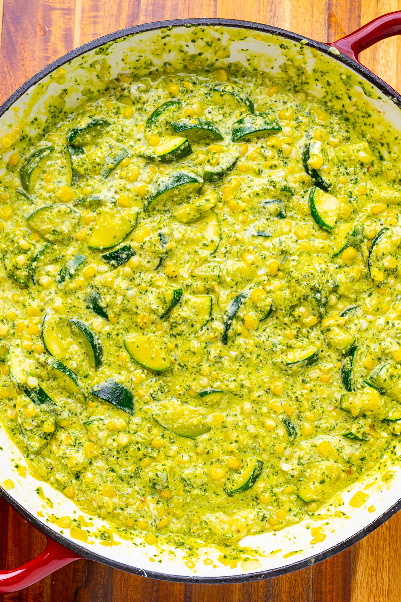 Creamy Corn and Zucchini Pesto Pasta Creamy Corn and Zucchini Pesto Pasta