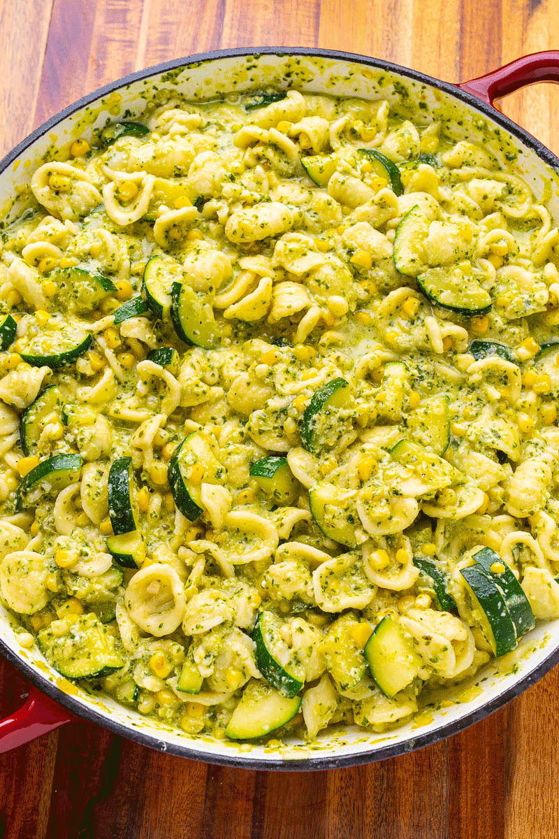 Creamy Corn and Zucchini Pesto Pasta Creamy Corn and Zucchini Pesto Pasta