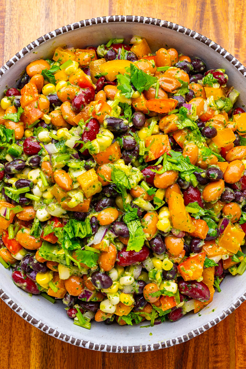 Mexican Bean Salad with Creamy Cilantro Lime Dressing Mexican Bean Salad with Creamy Cilantro Lime Dressing