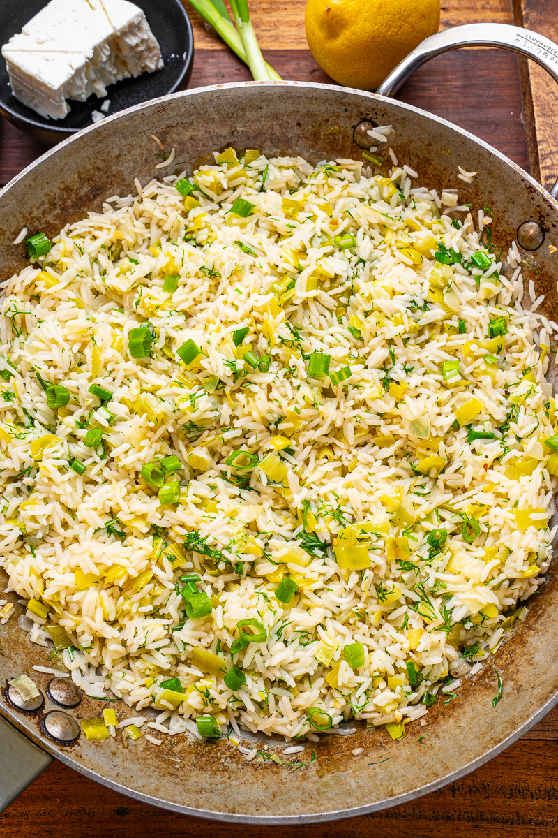 Prasorizo (Greek Leeks and Rice)