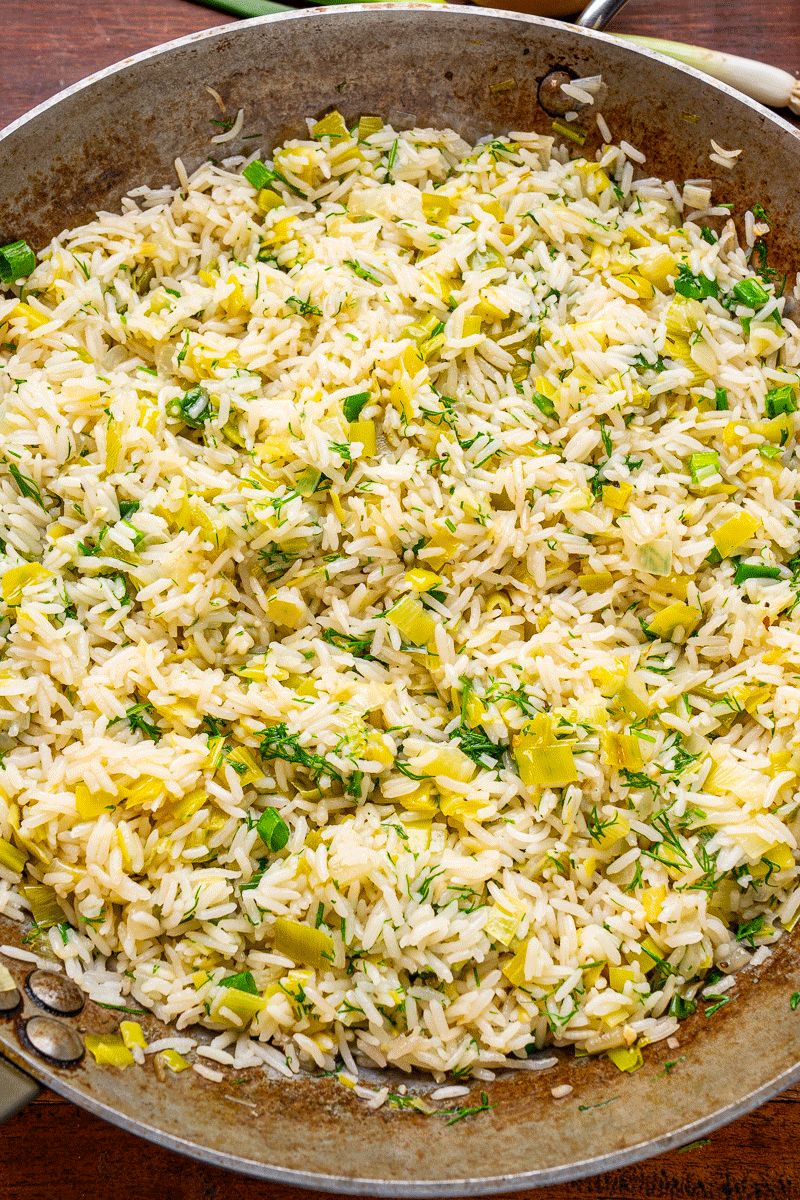 Prasorizo (Greek Leeks and Rice)
